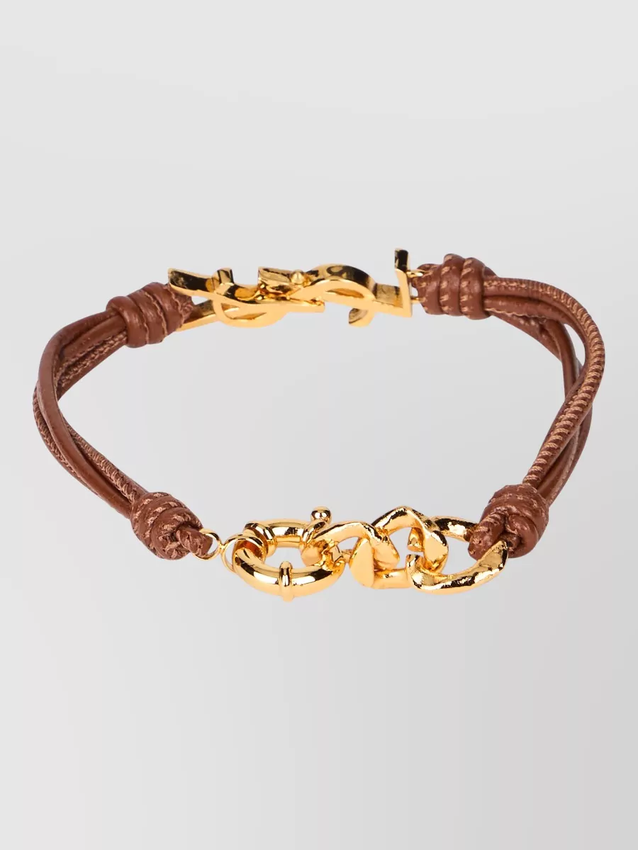 Saint Laurent Leather logo bracelet