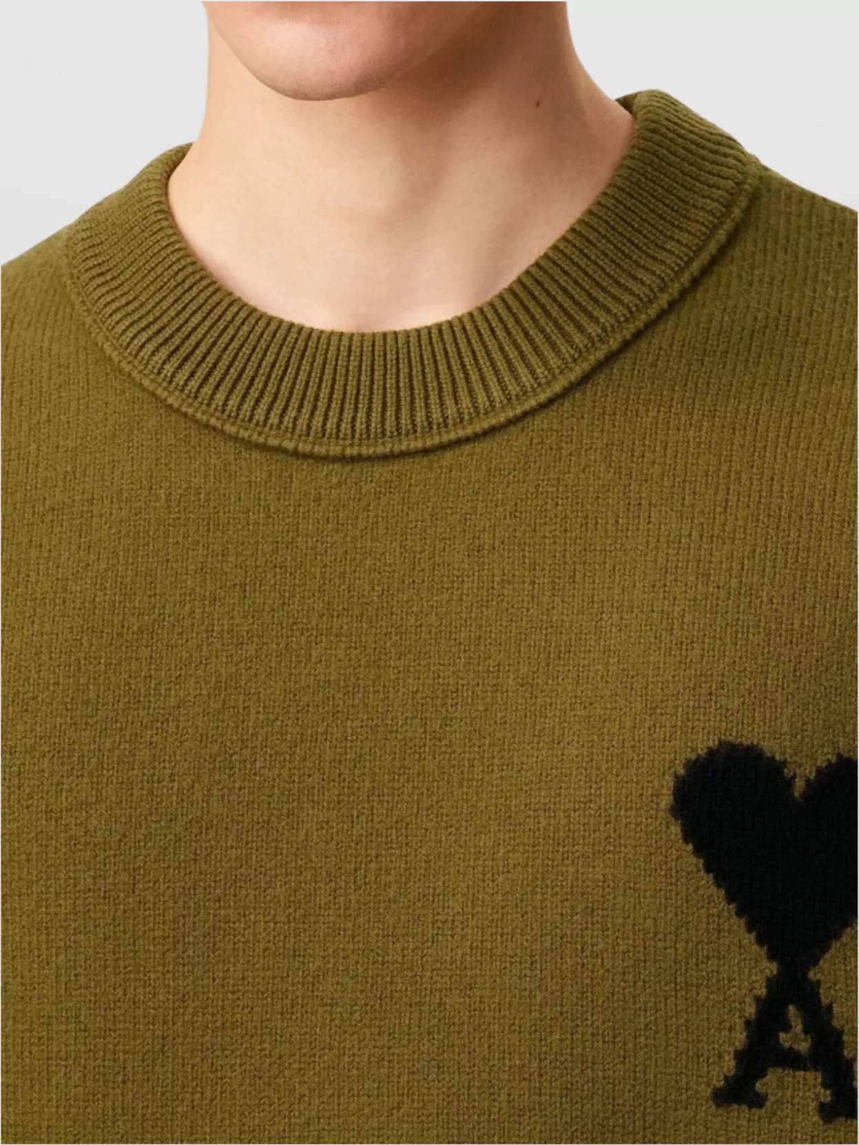 Ami Alexandre Mattiussi Ribbed Crewneck Sweater With Long Sleeves In Green