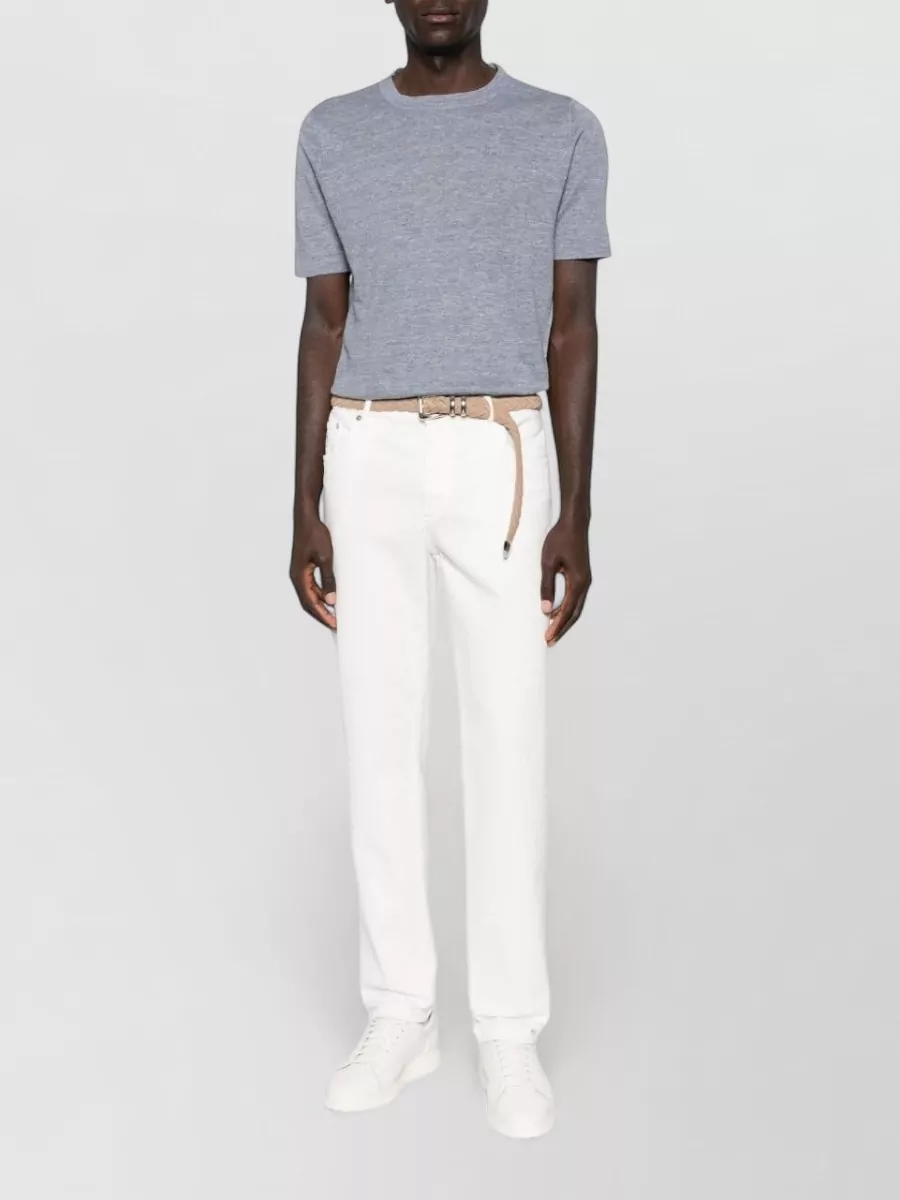 Brunello Cucinelli Linen Blend Sweater Round Neck Short Sleeves