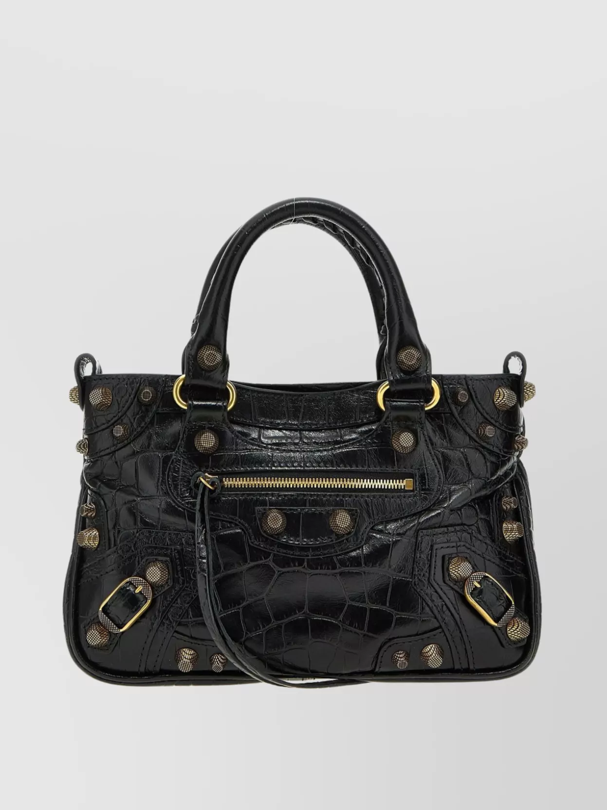 Balenciaga 'studded Texture Zip Shoulder Tote Bag' In Black