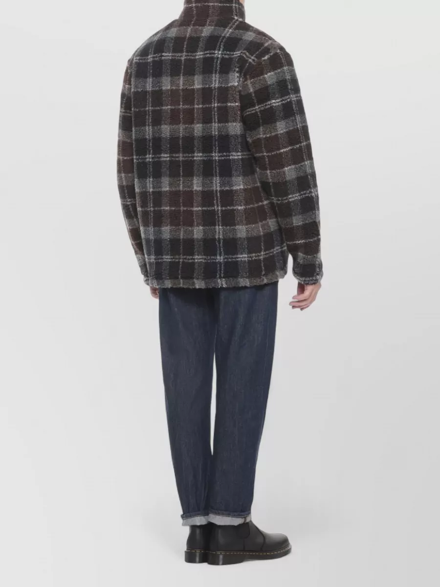 Barbour Tartan Synthetic Fur Fleece High Neck Jacket