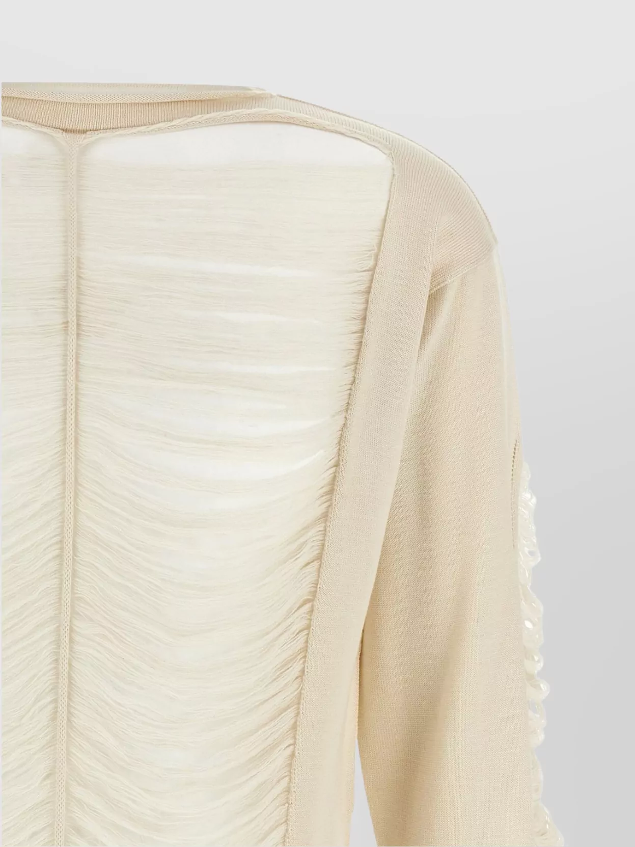 Rick Owens Fringed Longline Sheer Panel Sweater