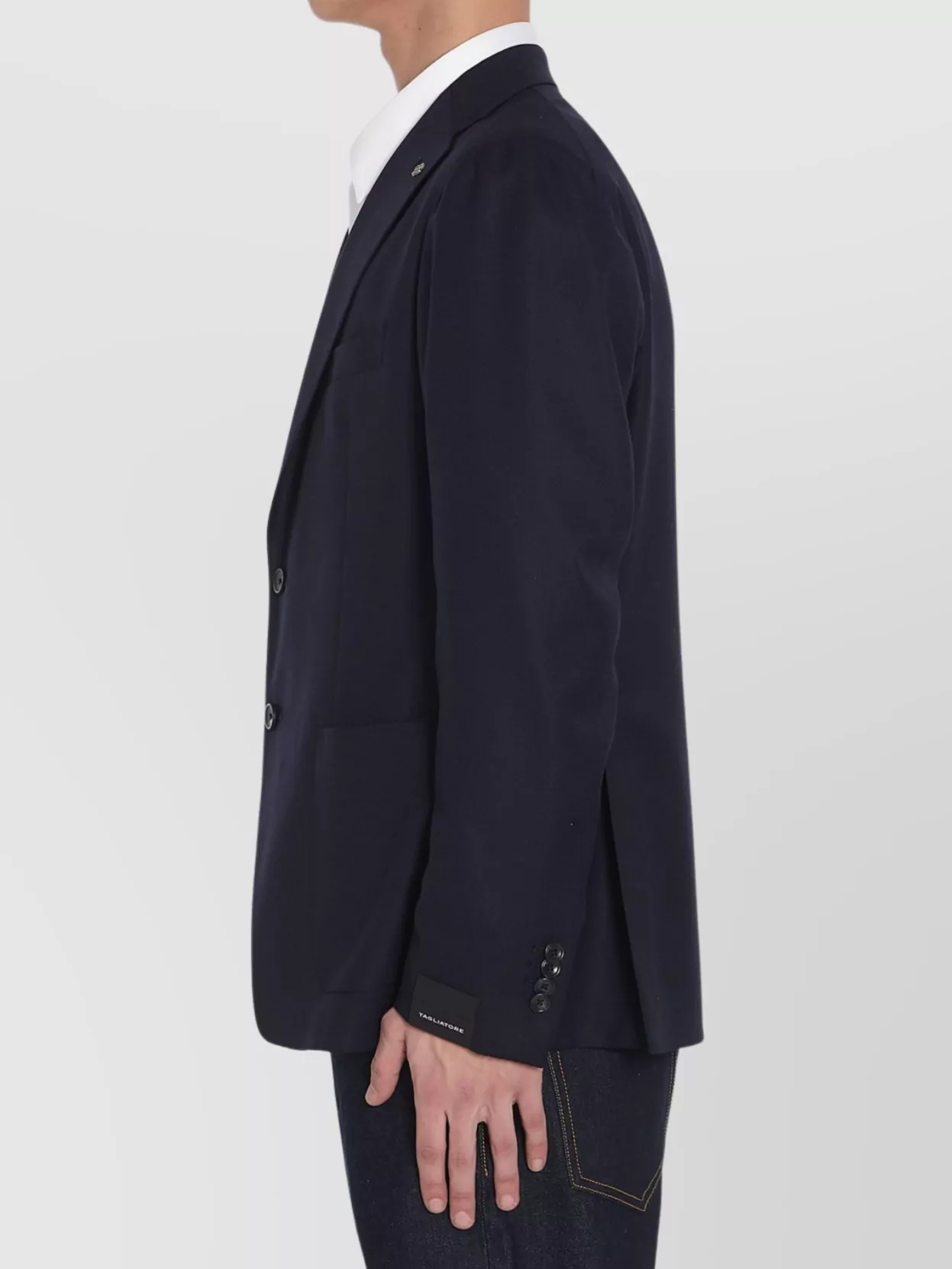 Tagliatore Lapel Single-breasted Jacket With Front Patch Pockets In Blue