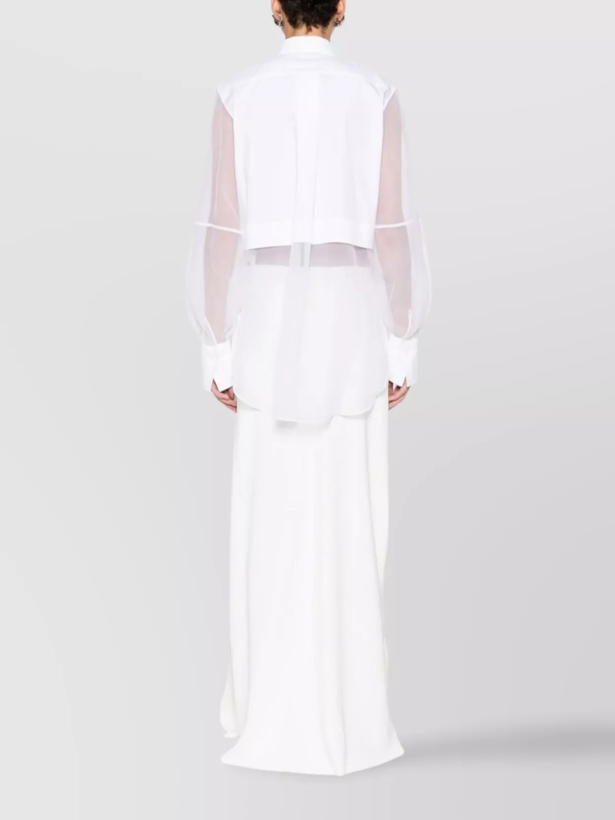 Brunello Cucinelli Longline Top With Sheer Sleeves And Curved Hem