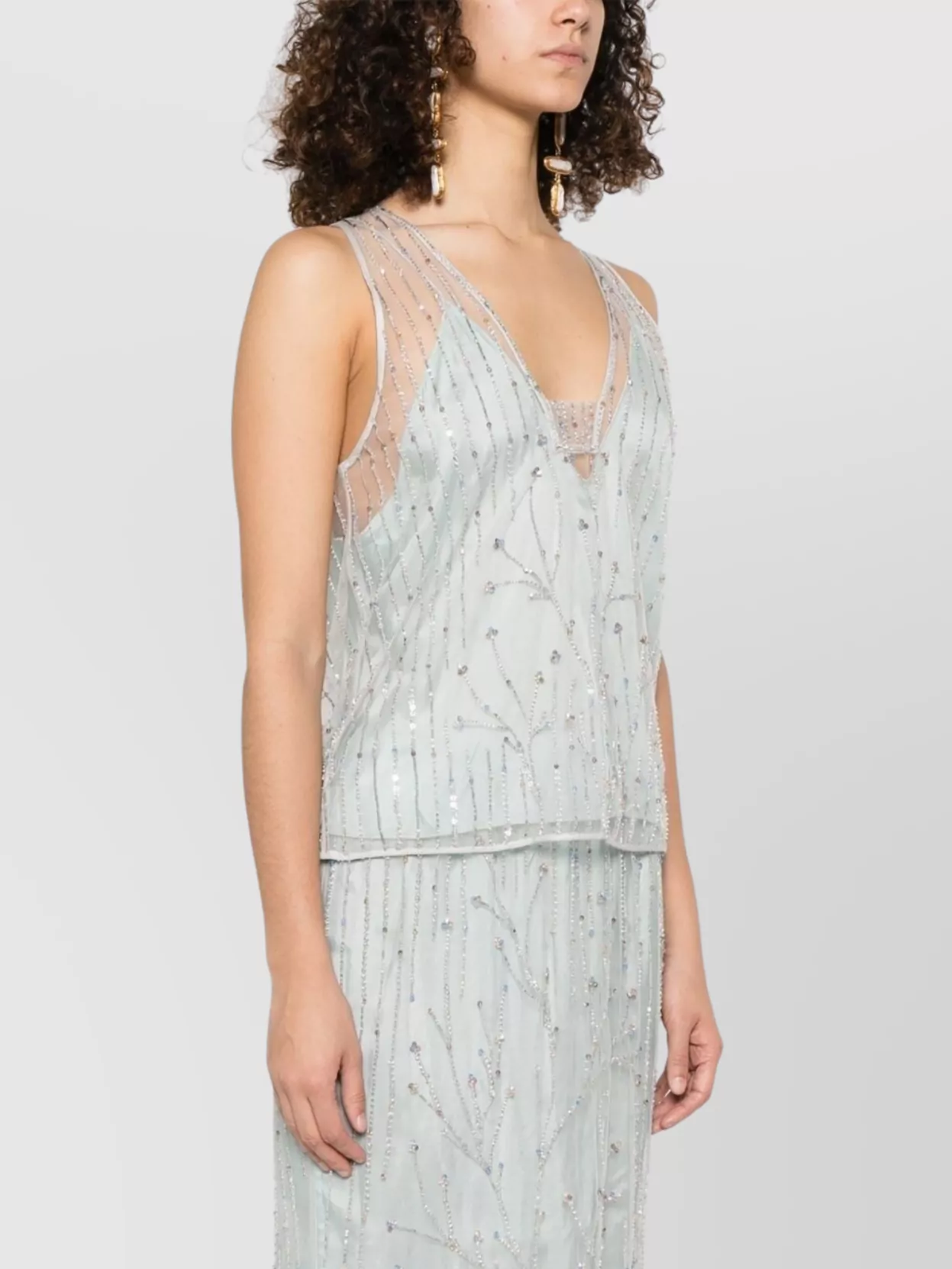 Shop Forte Forte Sequin Embellishments Embroidered Tulle Top