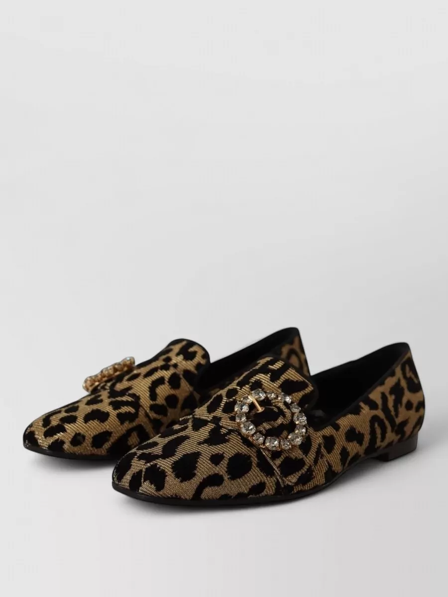 Dolce&Gabbana Leopard-Print Crystal-Embellished Loafers