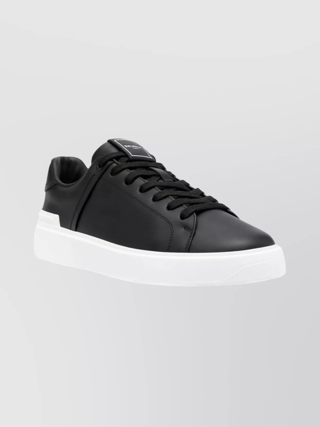 Balmain Round Toe Leather Sneakers With Flat Rubber Sole