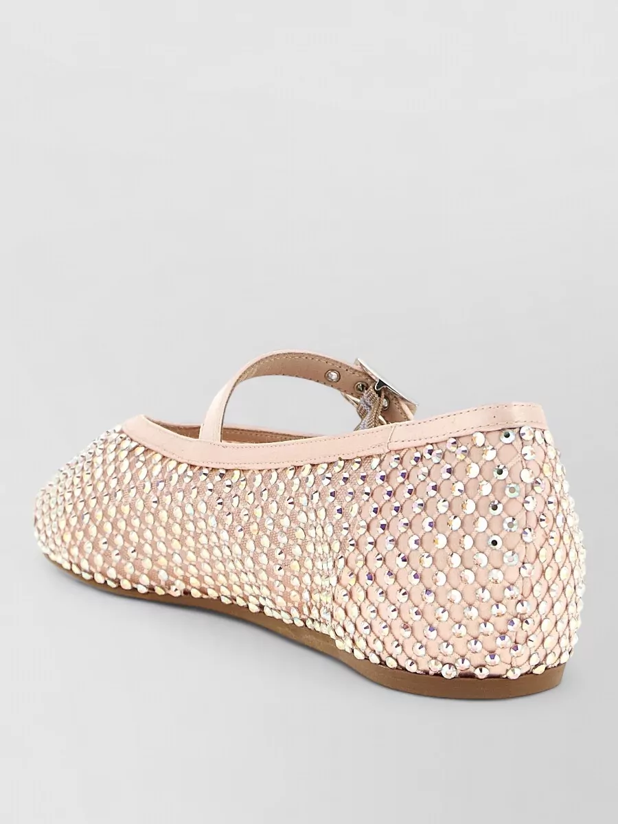 Le Silla Crystal-Embellished Mesh Mary Jane Ballerina Shoes