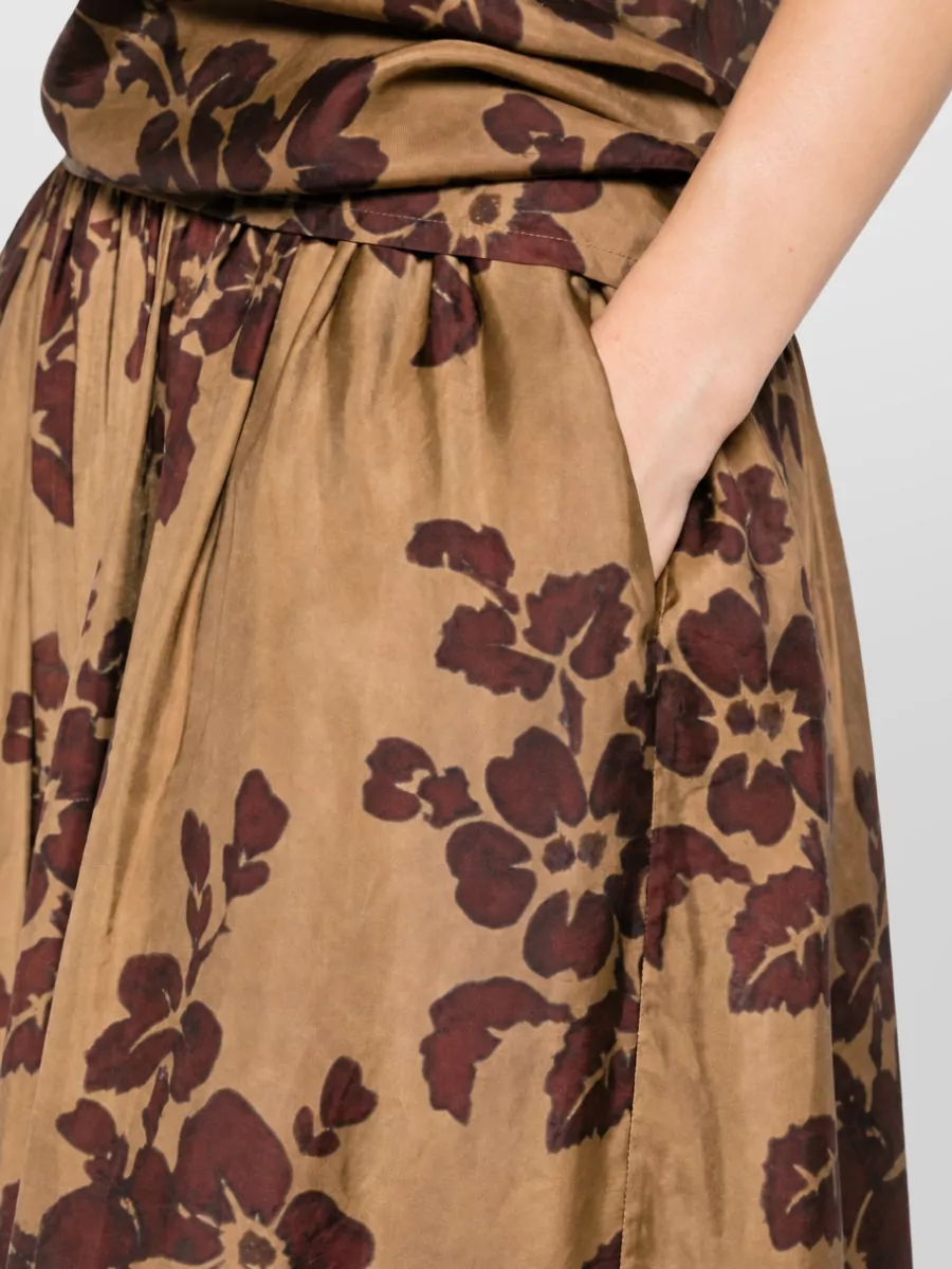 Uma Wang Floral-Print Pleated Midi Skirt