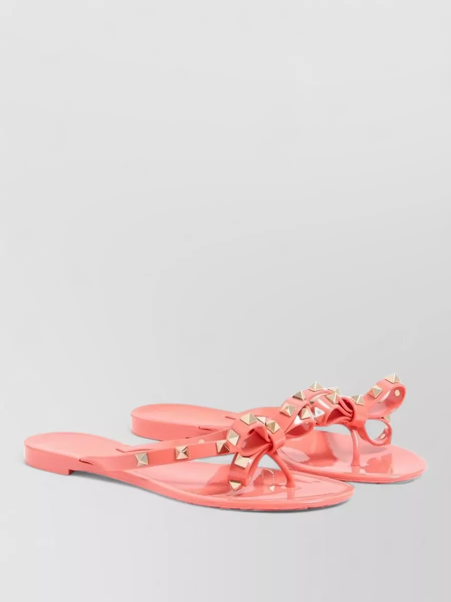 Valentino Garavani Rockstud Sandals Flat Sole Bow Detail