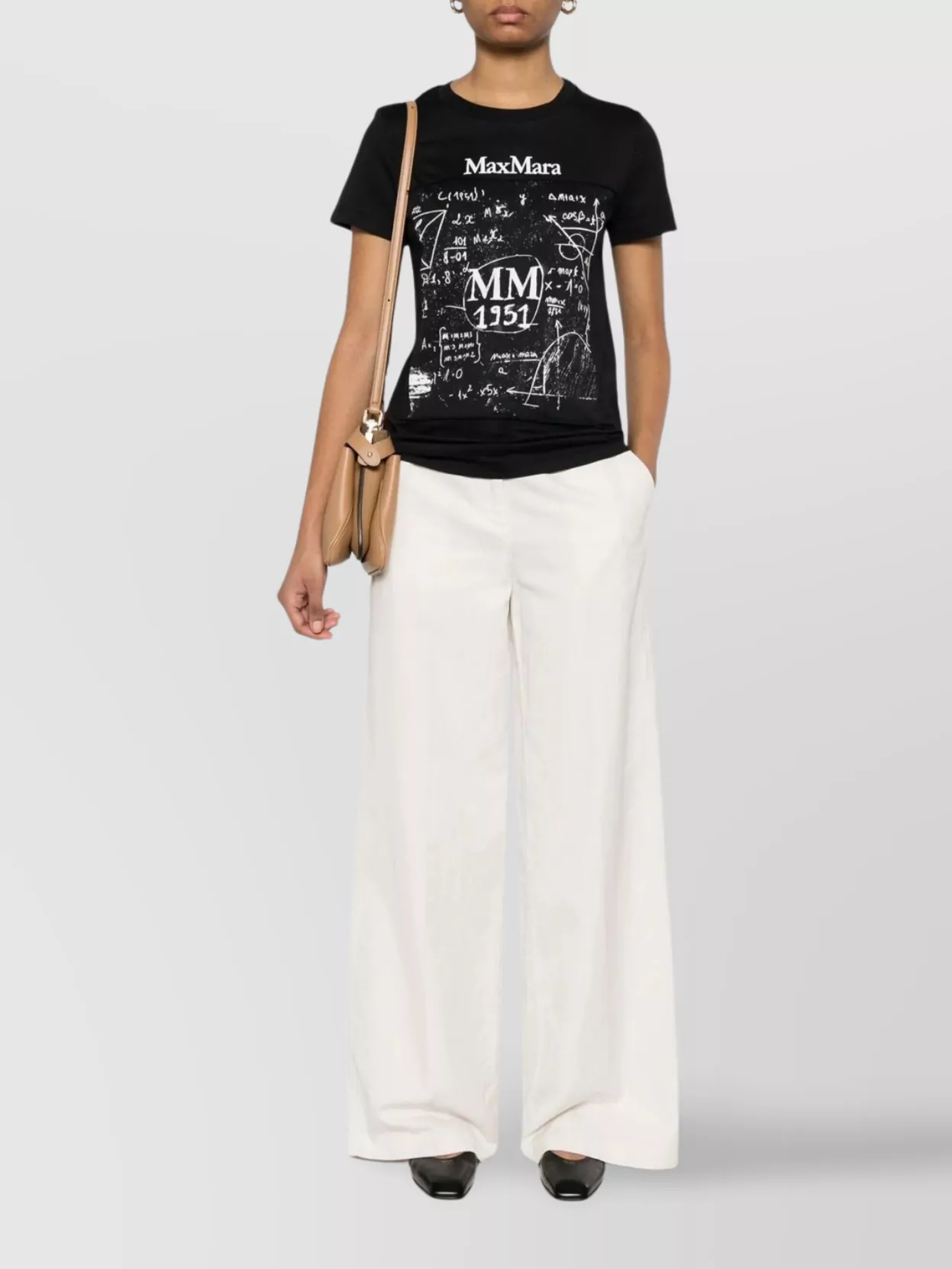 Max Mara Graphic Print Crew Neck Short Sleeve Top In Black