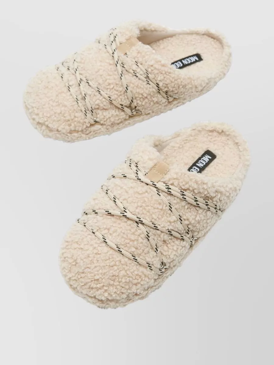 Moon Boot Teddy Texture Slippers Flat Sole Lace
