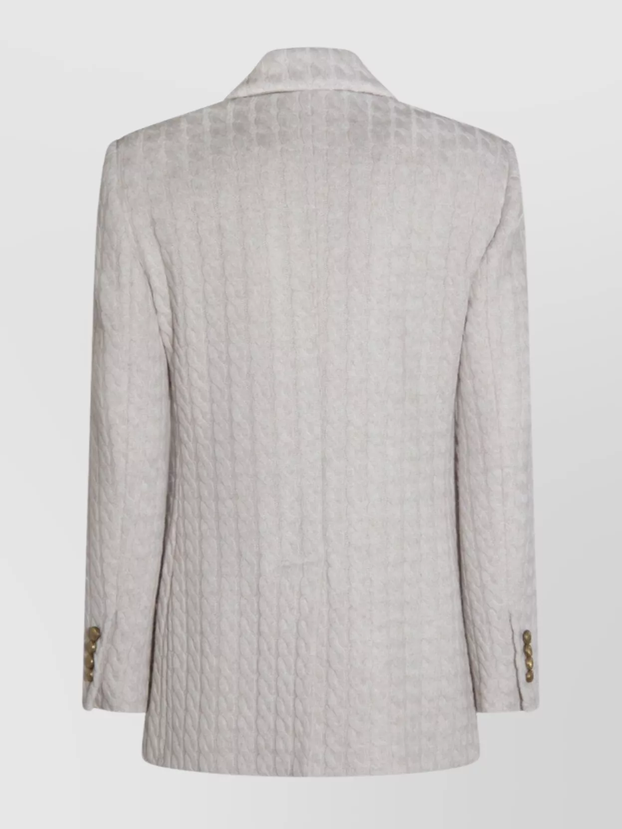Brunello Cucinelli Cable-knit Double-breasted Coat In Gray