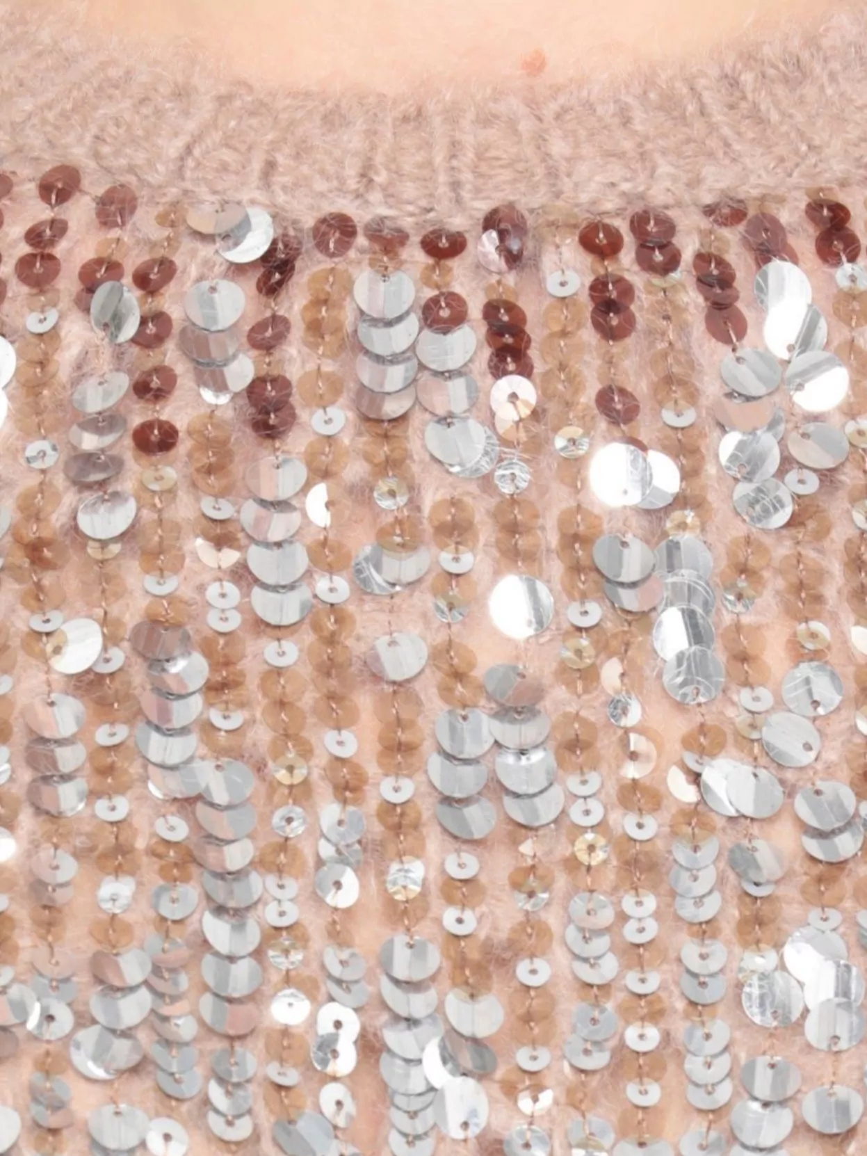 Brunello Cucinelli Sequin Embellished Crew Neck Sweater In Brown