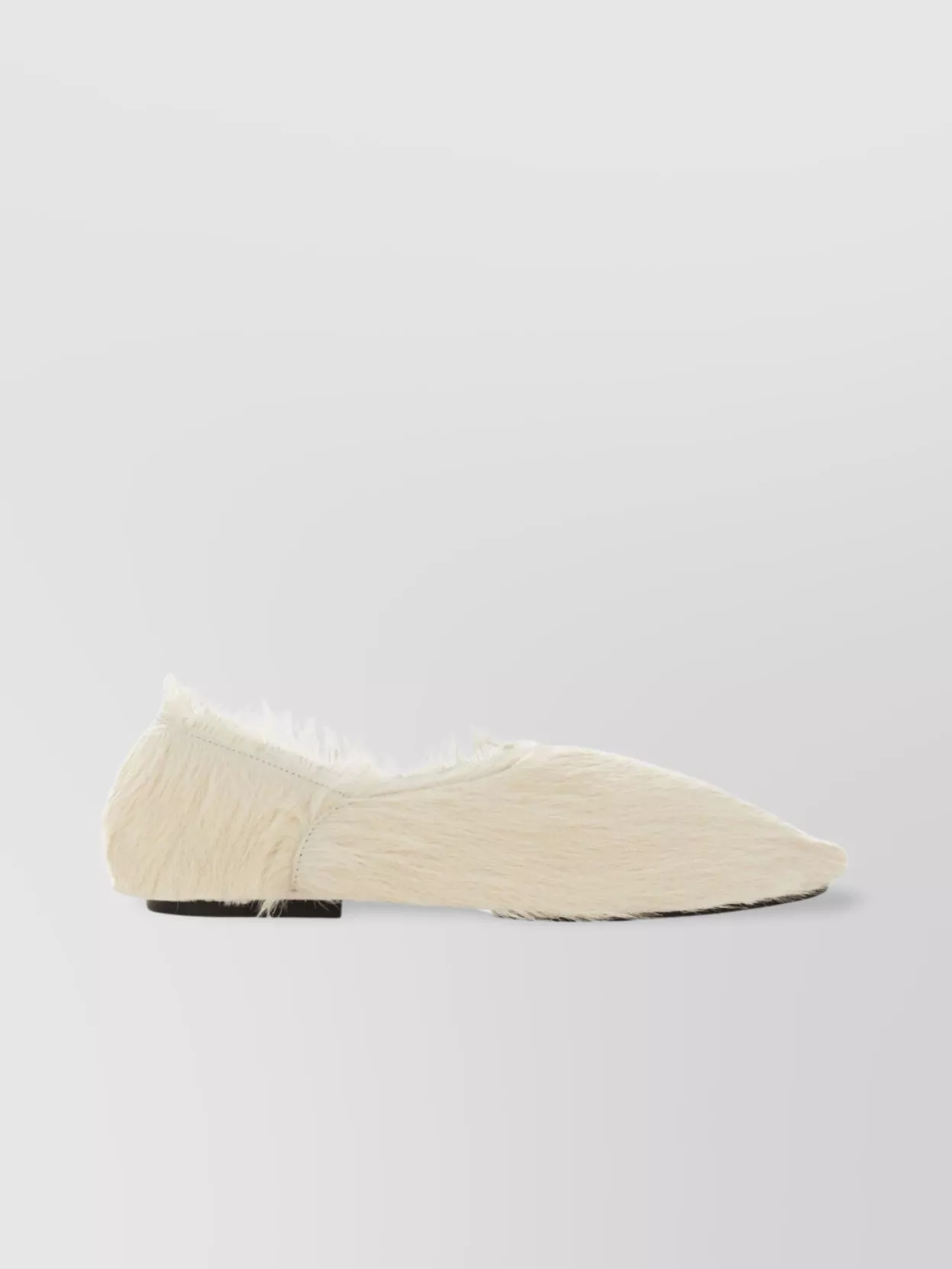 Jil Sander Round Toe Leather Slipper With Faux Fur