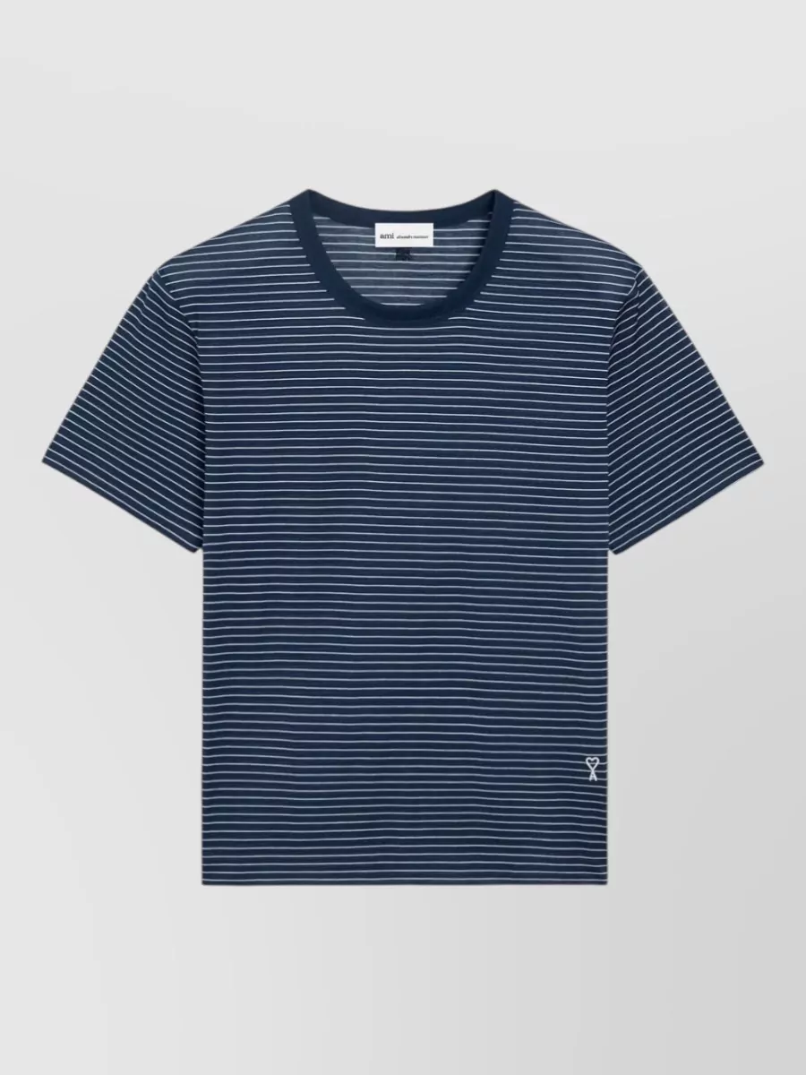 Ami Paris striped cotton short sleeve t-shirt