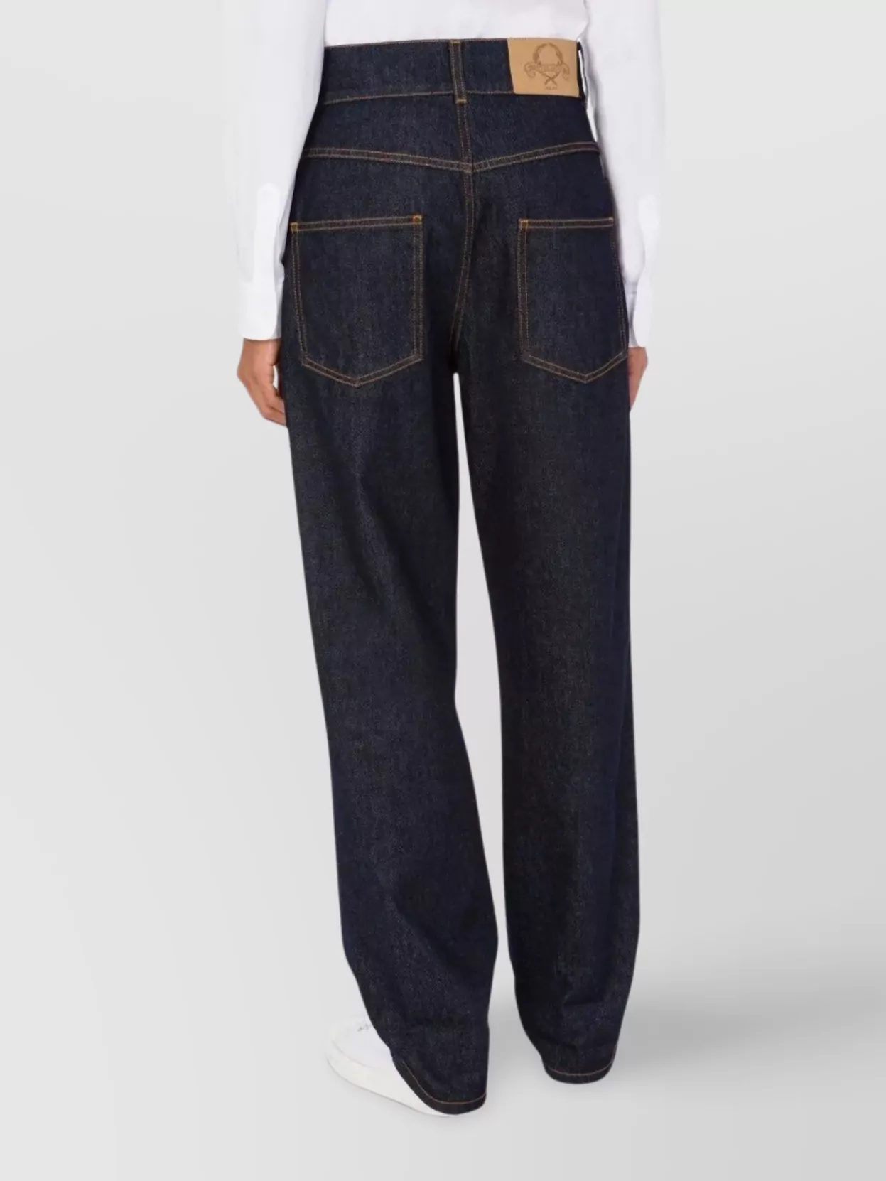Moschino Stitched Contrast Five-Pocket Straight Jeans