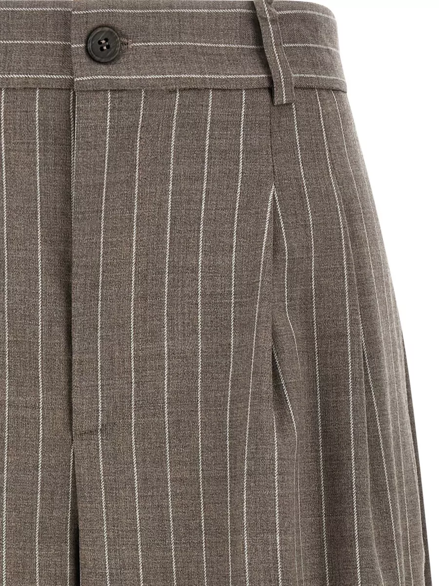 P.a.r.o.s.h. Virgin Wool Pinstripe High-Rise Wide-Leg Bermuda Shorts