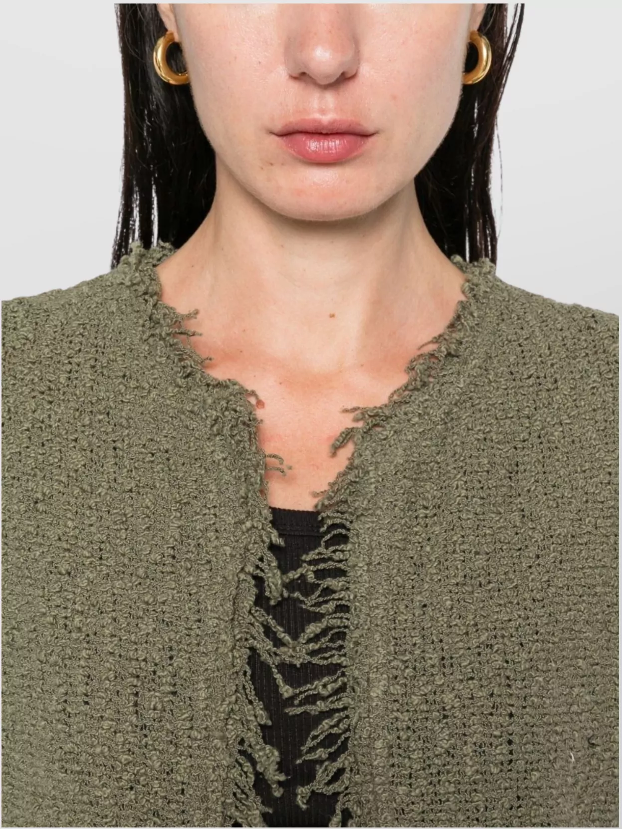 Iro Cotton Jacket With Frayed Edges And Tweed Texture