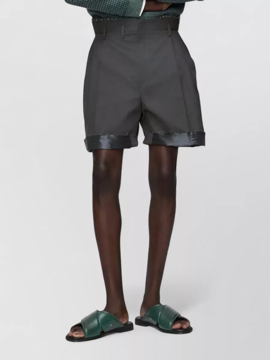 Maison Margiela Silk-Cotton Pleated Bermuda Shorts