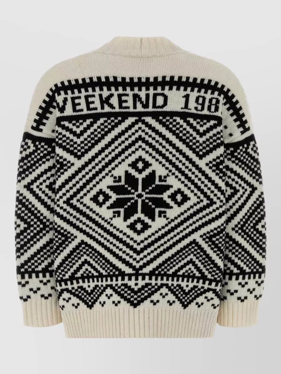 Weekend Max Mara Embroidered Oversized Virgin Wool Cardigan