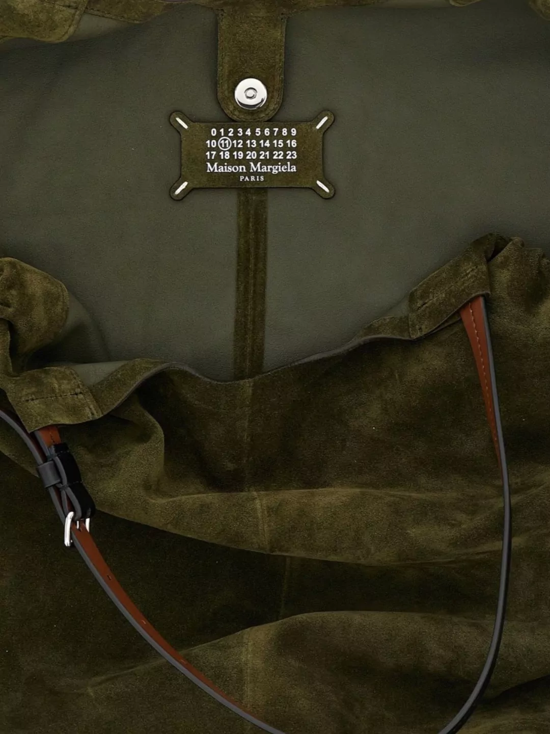 Maison Margiela Suede Drawstring Tote Bag With Dual Handles