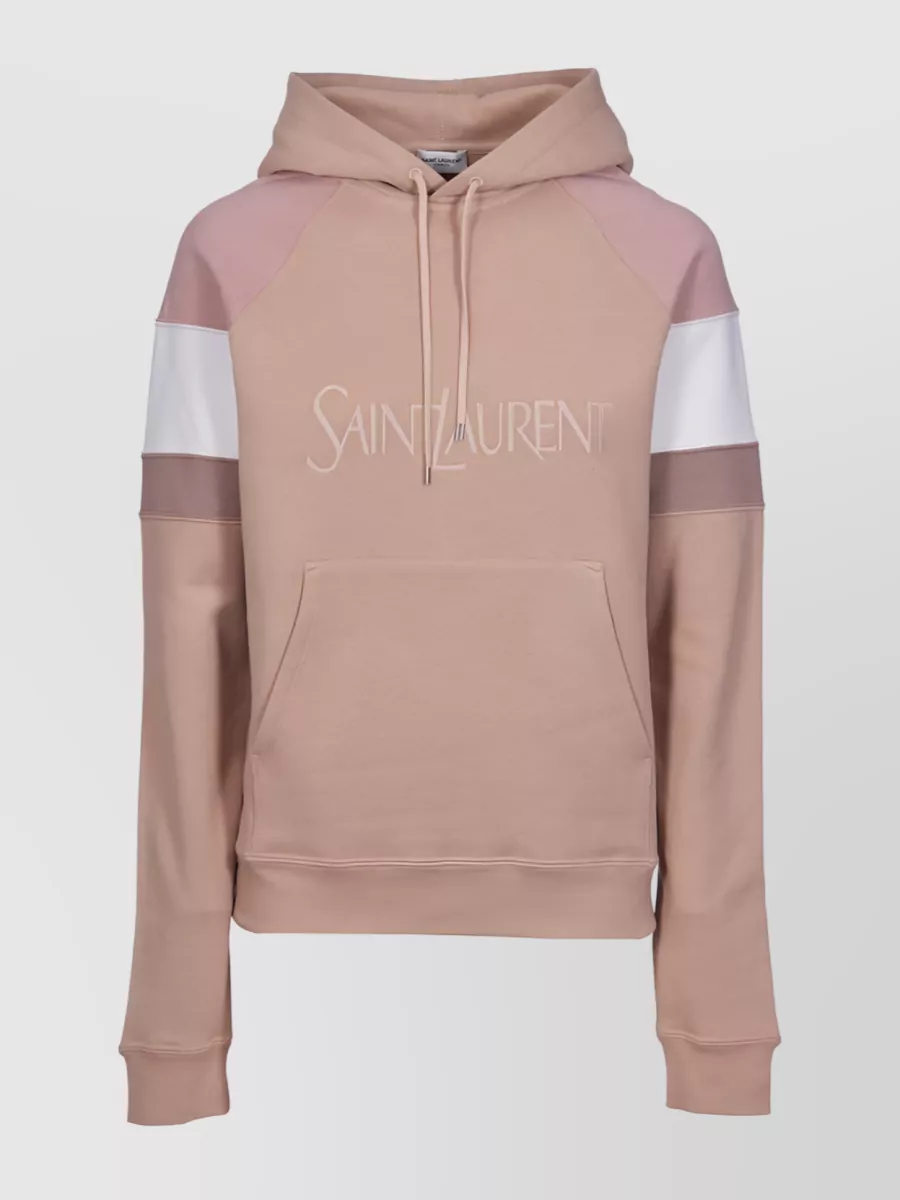 Shop Saint Laurent Logo Embroidered Hooded Cotton Top In Cream