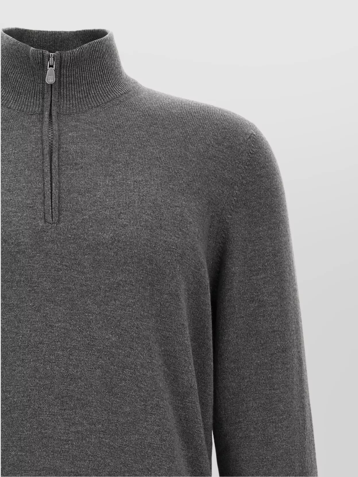Brunello Cucinelli Half-Zip High Collar Ribbed Sweater
