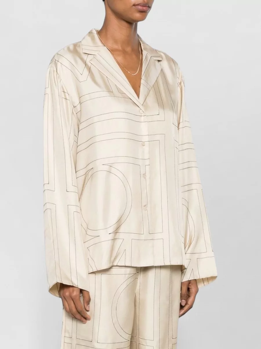 Totême Silk Monogram Printed Pajama Shirt