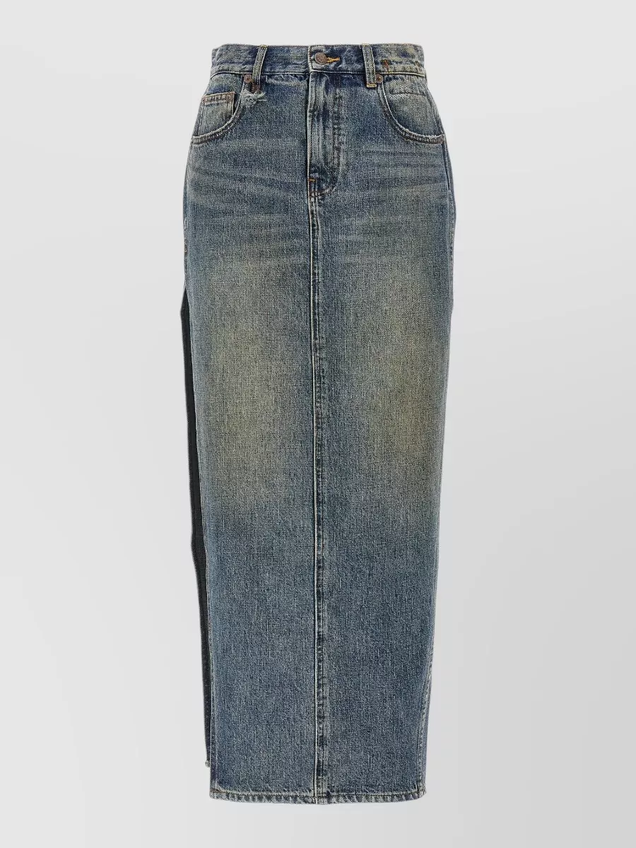 R13 Denim side-slit straight skirt