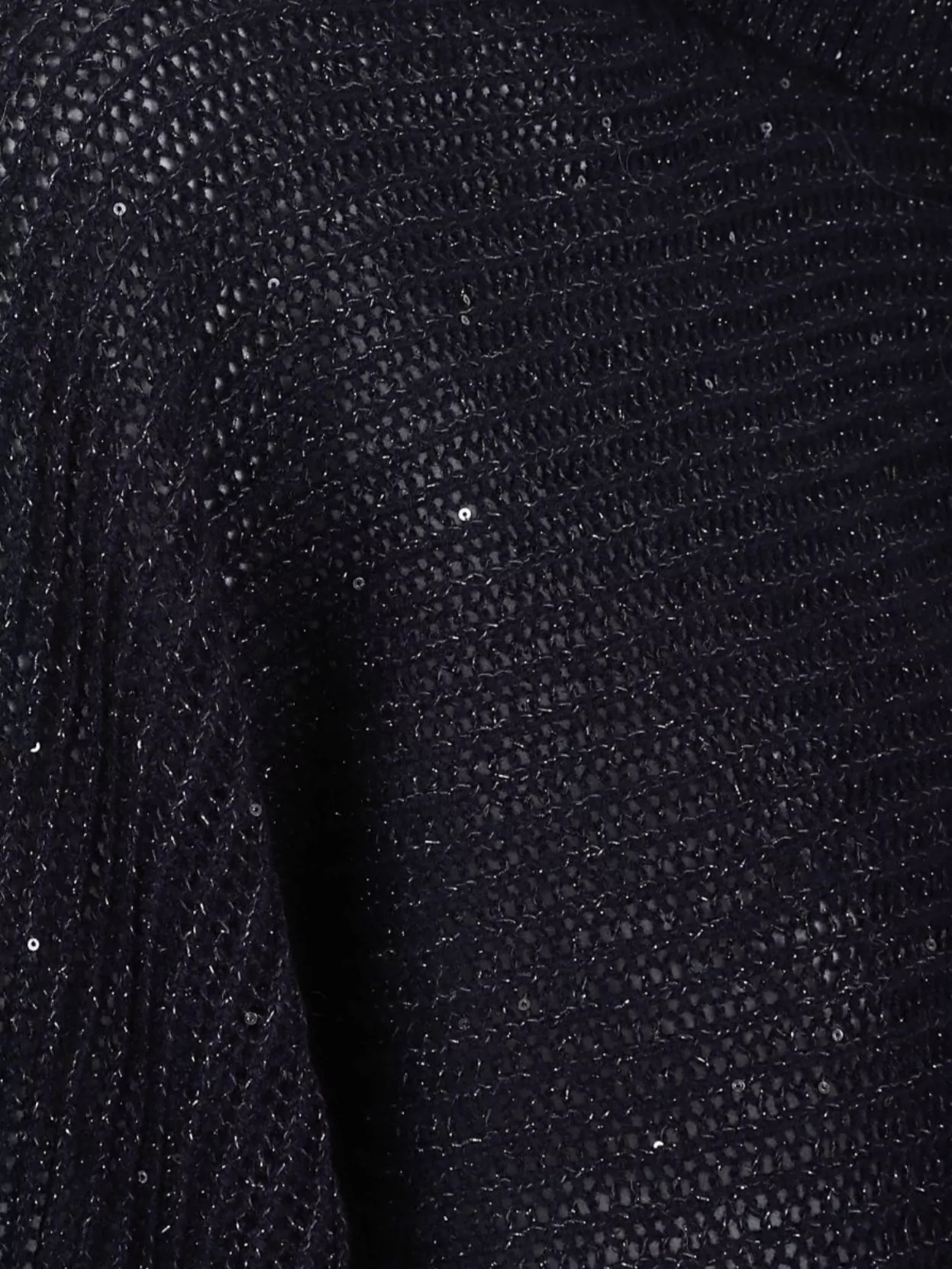 Peserico High Neck Cropped Knit Sweater With Sparkle In Black