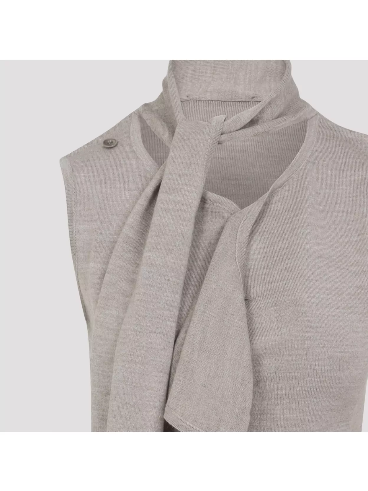 Lemaire Asymmetrical Sleeveless Cardigan Scarf Collar In Neutral
