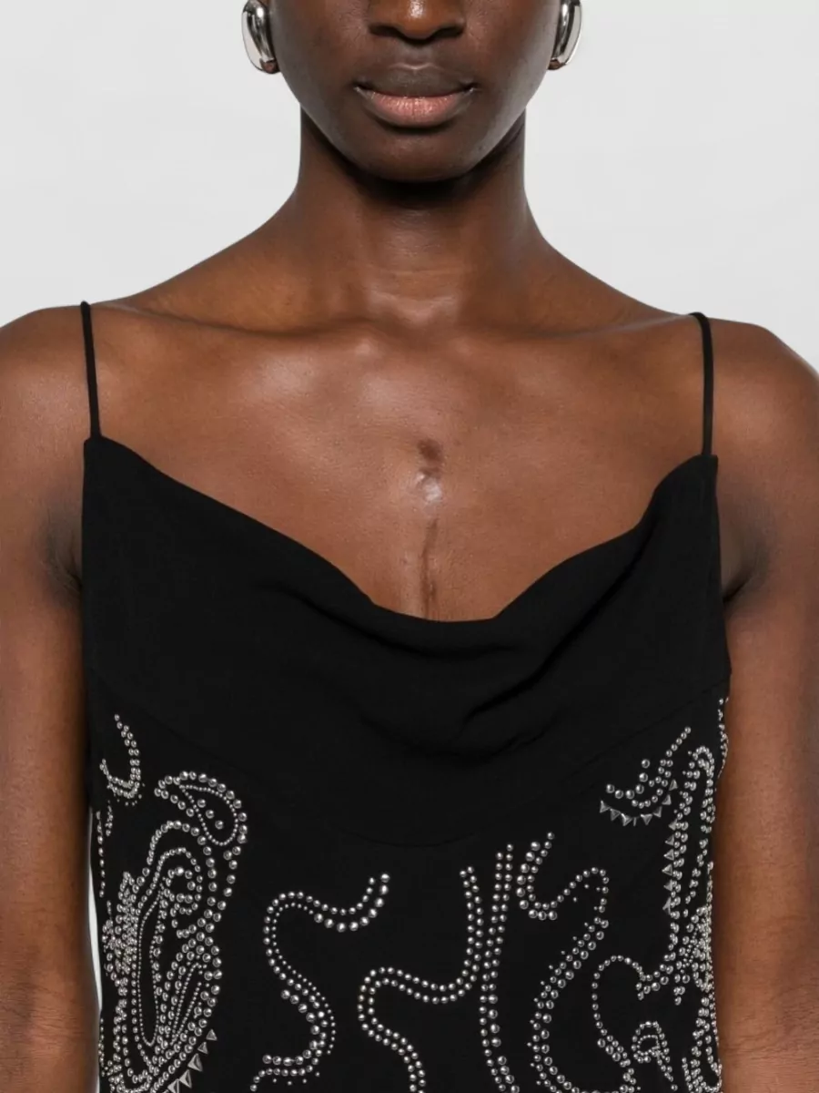 Iro Studded Sleeveless Cowl Neck Midi Dress