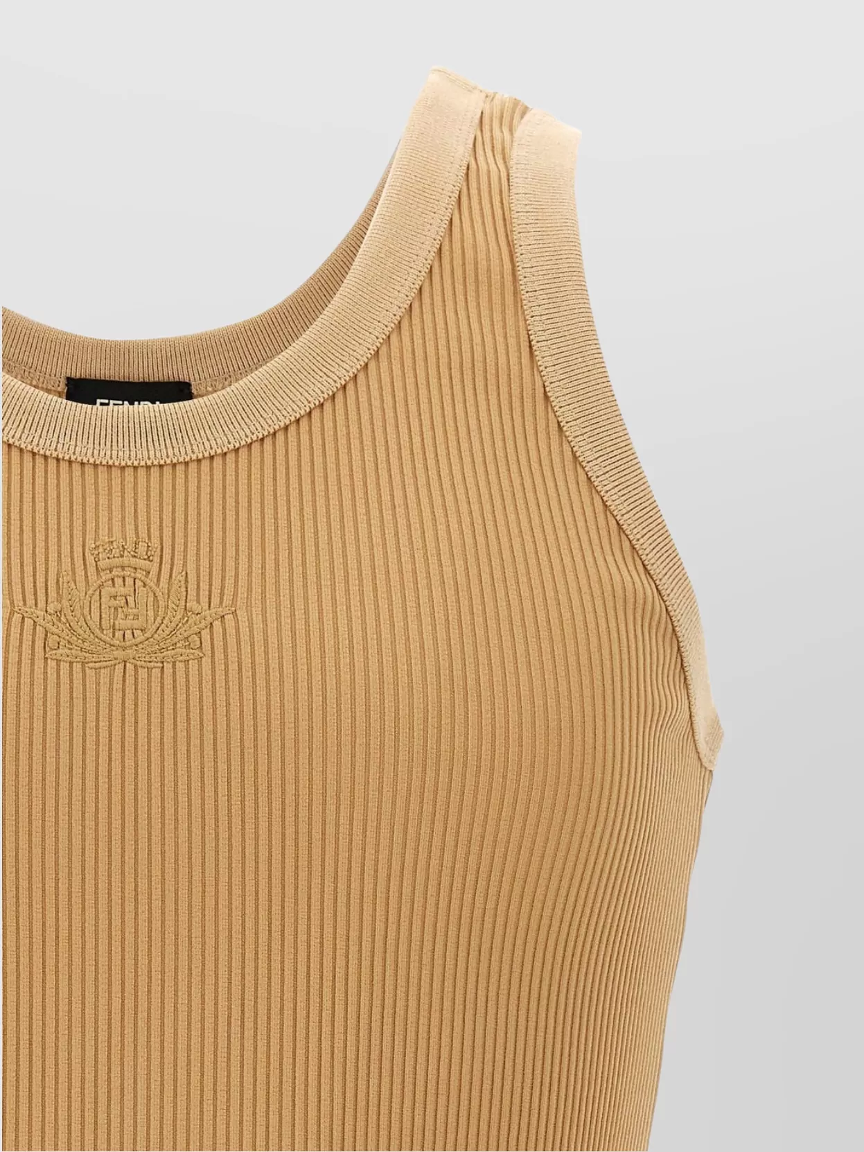 Fendi Ribbed Crew Neck Crest Tank Top