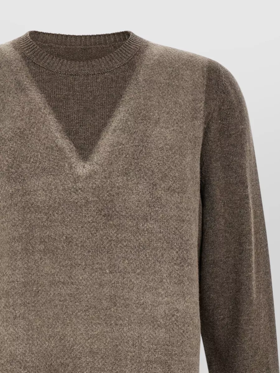 Maison Margiela Virgin Wool Trompe Loeil V Neck Crew Neck Sweater