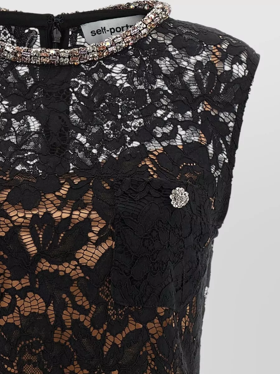 Self-Portrait Embroidered Lace Mini Dress