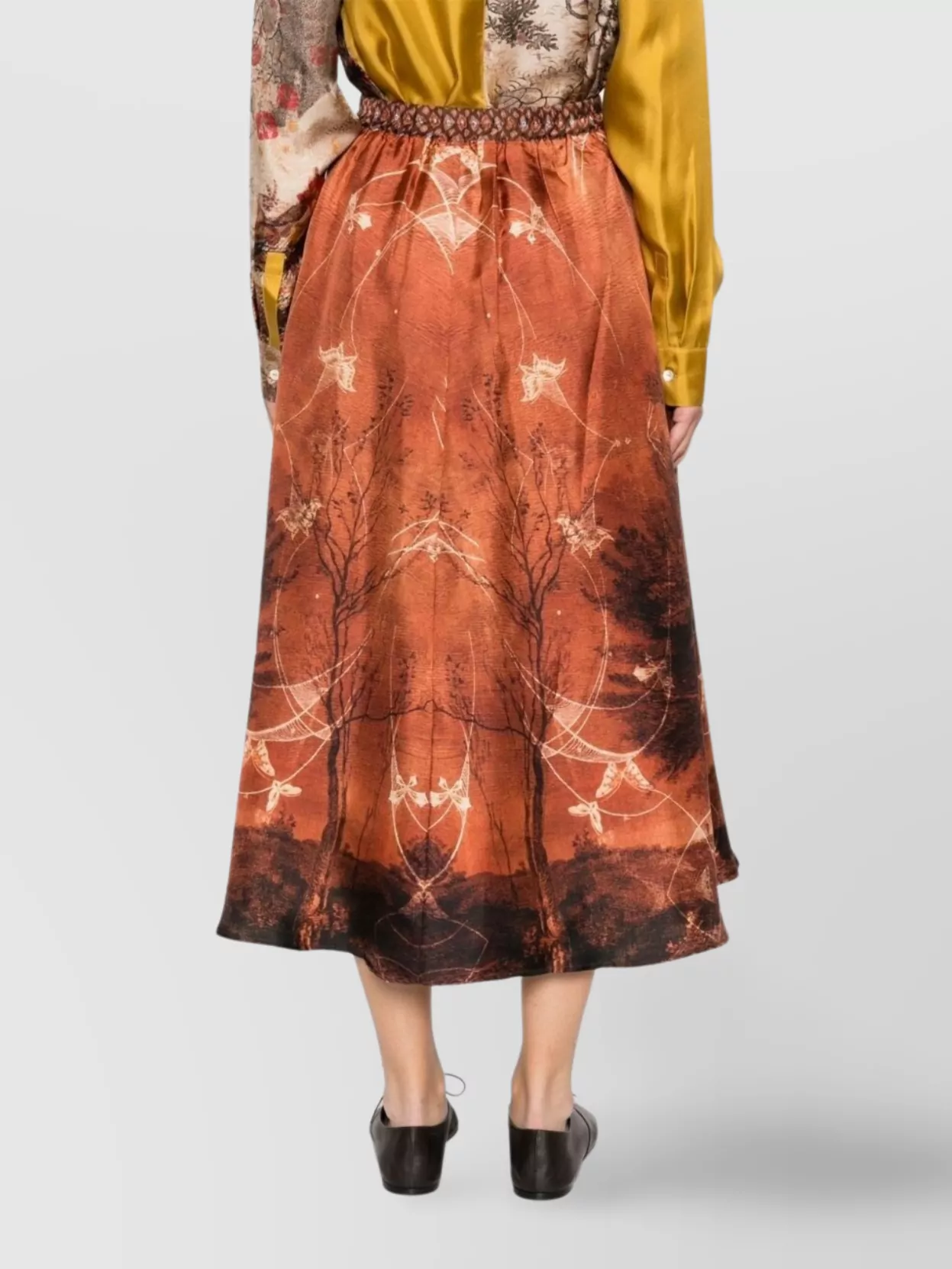 Pierre Louise Mascia Midi A-Line Floral Print Skirt