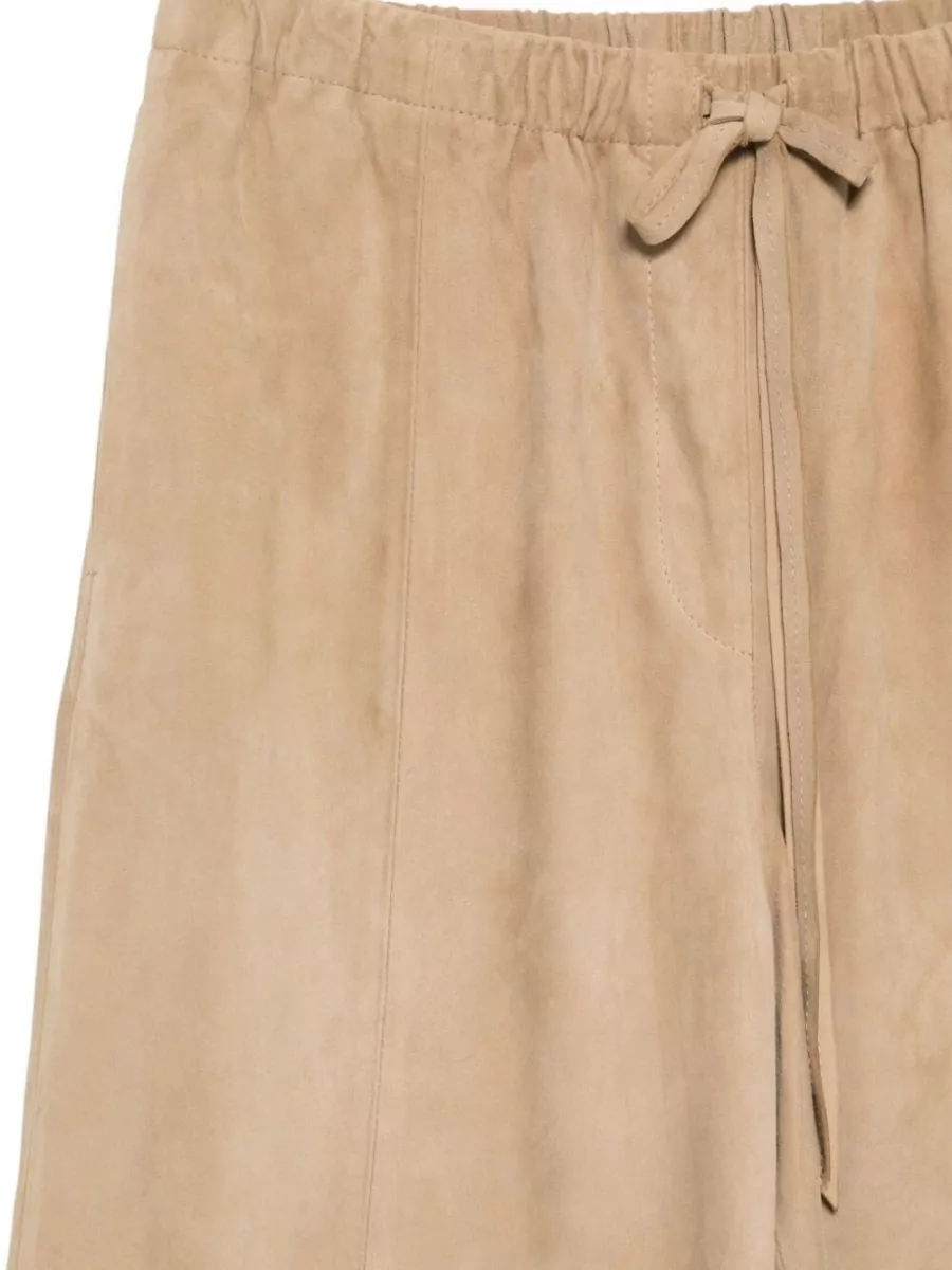 Alysi Suede Leather Wide-Leg Trousers