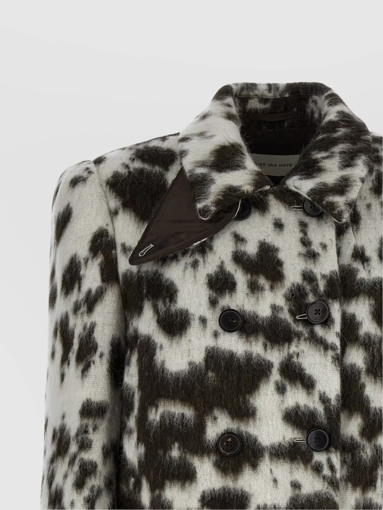 Dries Van Noten Animal Print Double Breasted Long Sleeve Coat In Multi