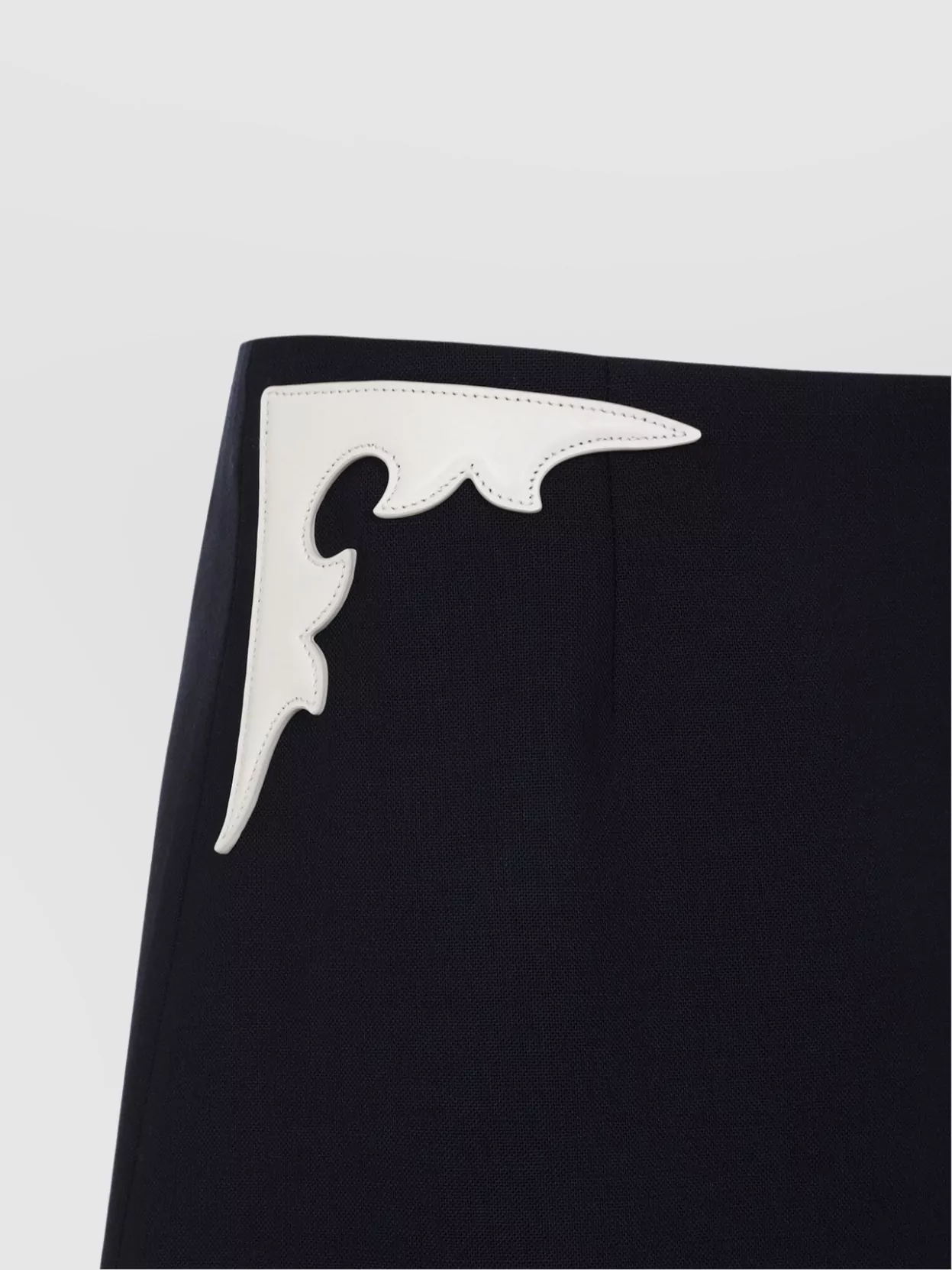 Prada Blue Wool And Leather Skirt