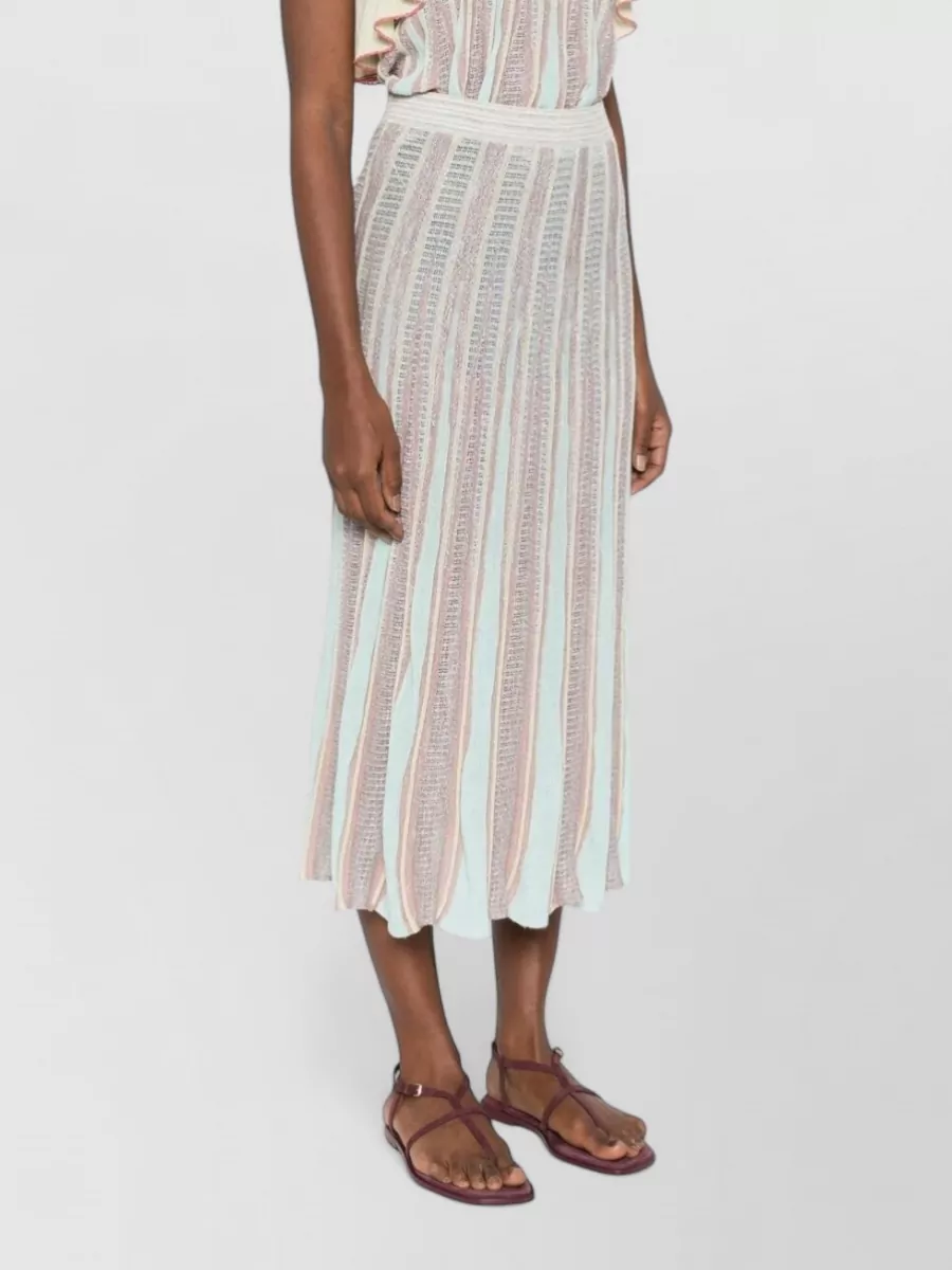 Forte Forte Striped Pleated Midi Skirt
