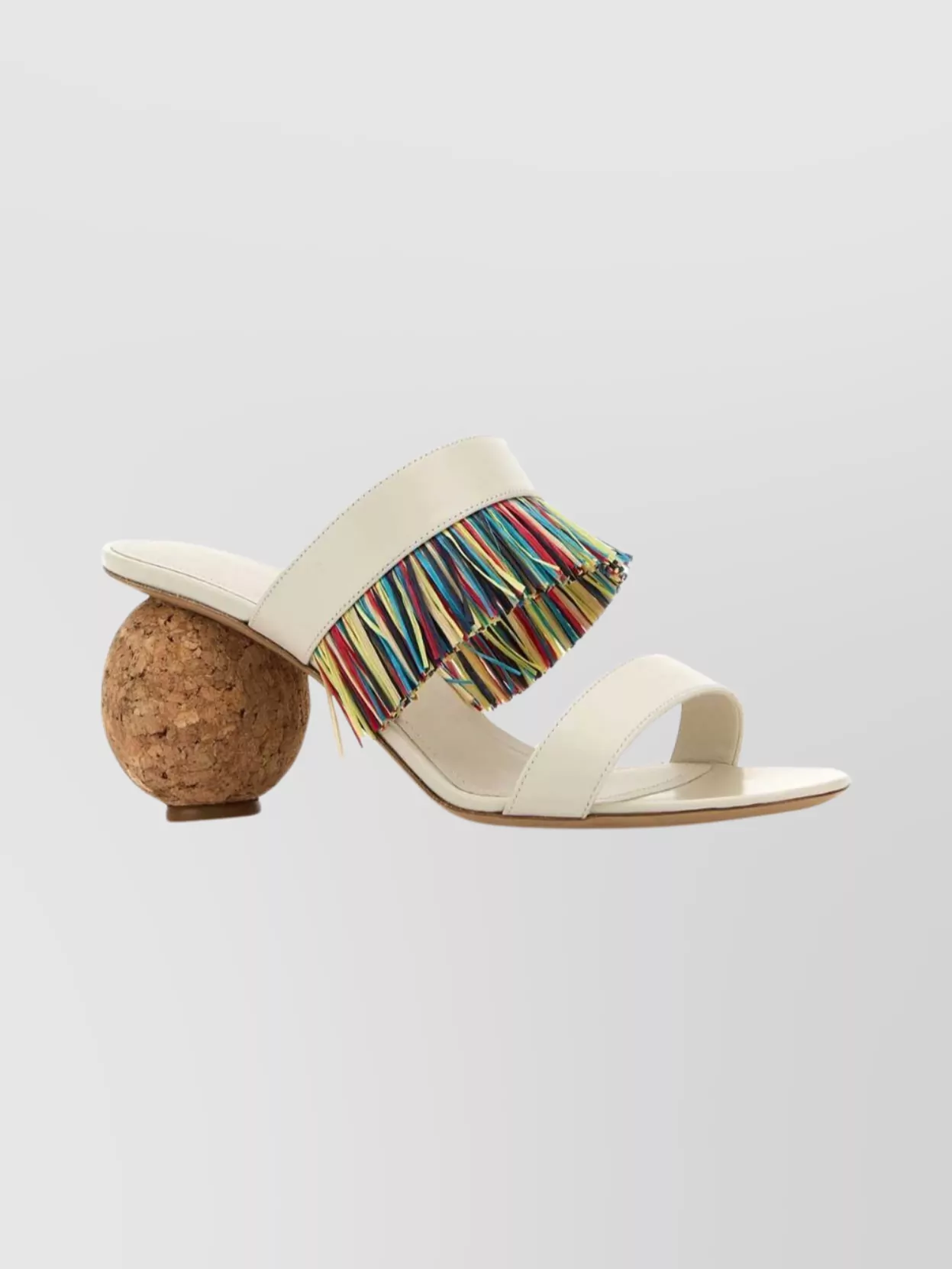 Ferragamo Unique Mules With Colorful Fringe Detail In White
