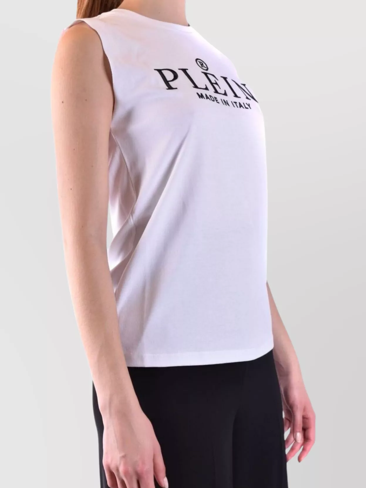 Philipp Plein Shoulder Button Crew Neck Sleeveless Top