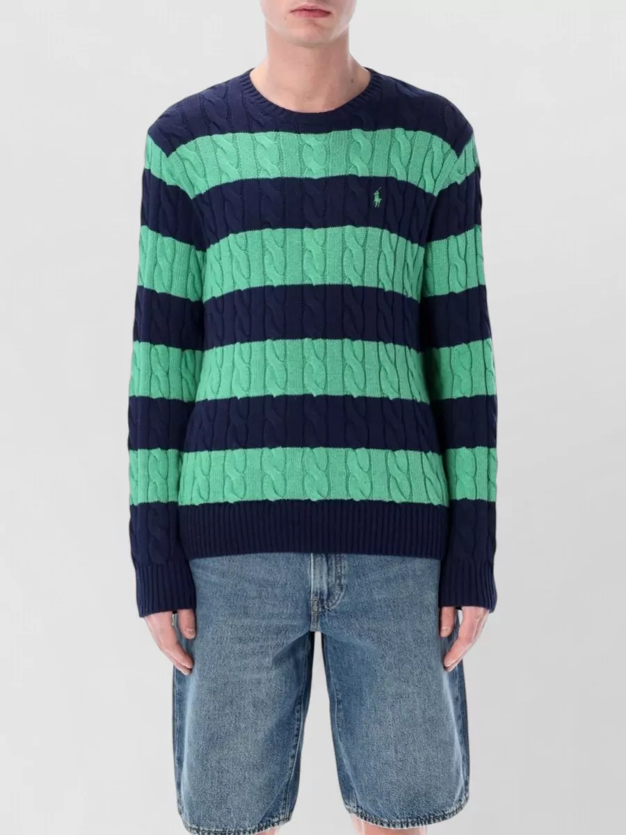 Polo Ralph Lauren Striped cable-knit cotton sweater