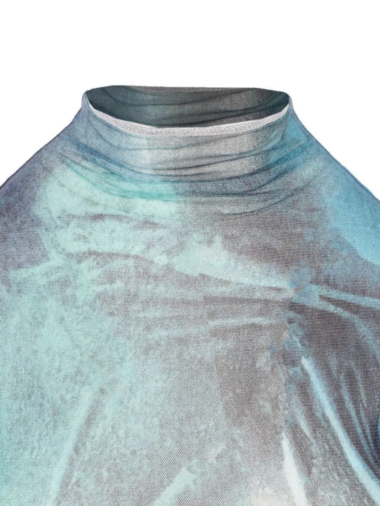 Jean Paul Gaultier High Neck Sleeveless Mesh Top Abstract Design