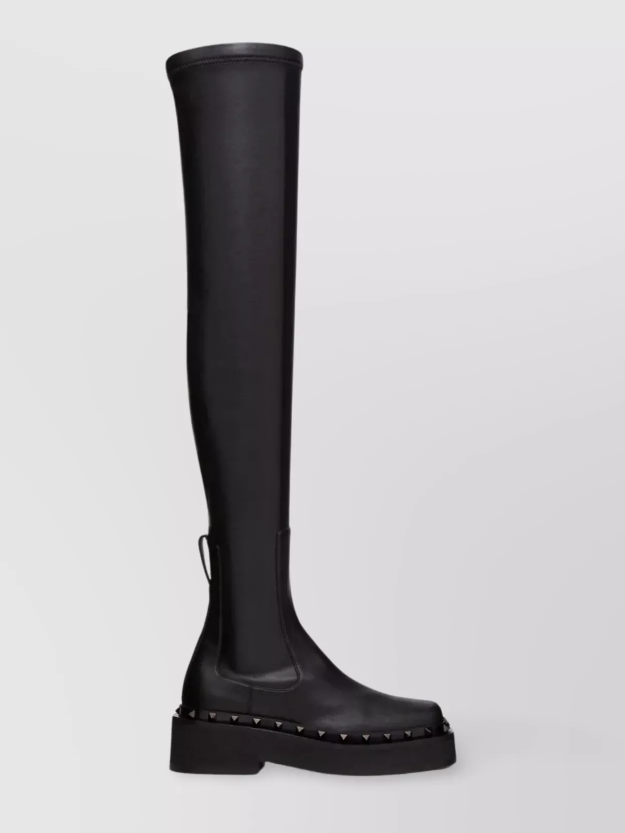 Shop Valentino Studded Knee-length Boots With Rubber Sole In Black