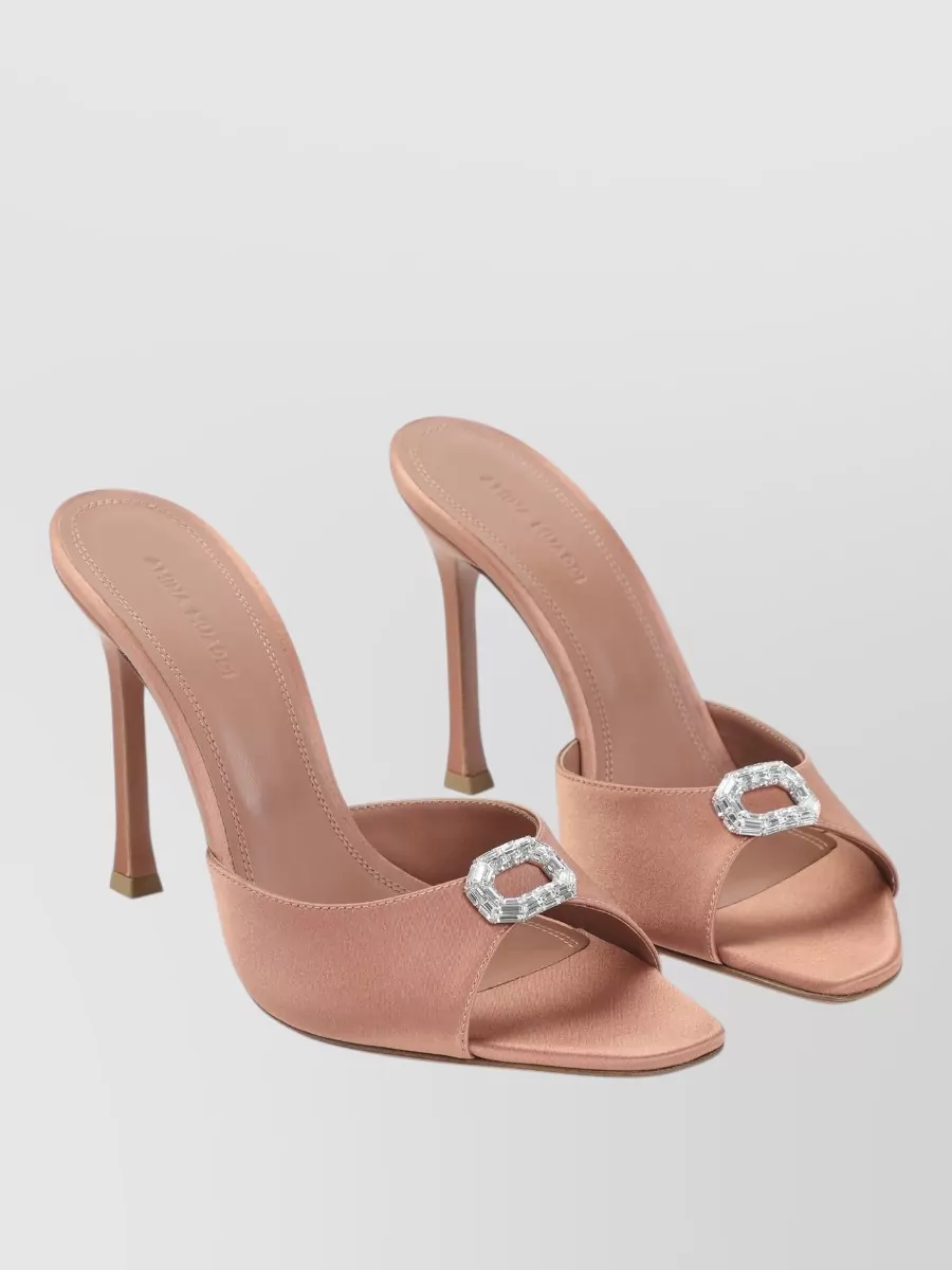 Amina Muaddi Silk Crystal-Embellished Mules