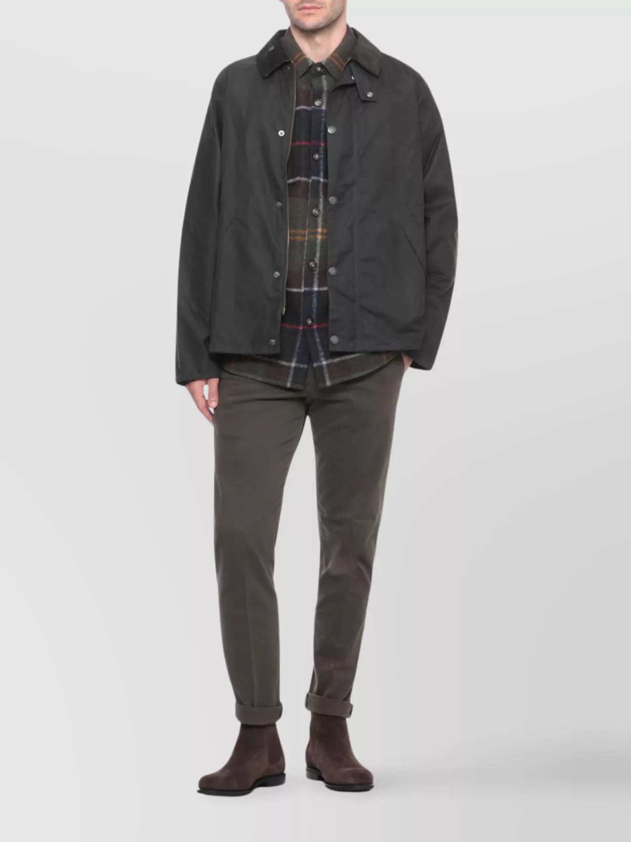 Barbour Tartan Patterned Short Jacket For Men