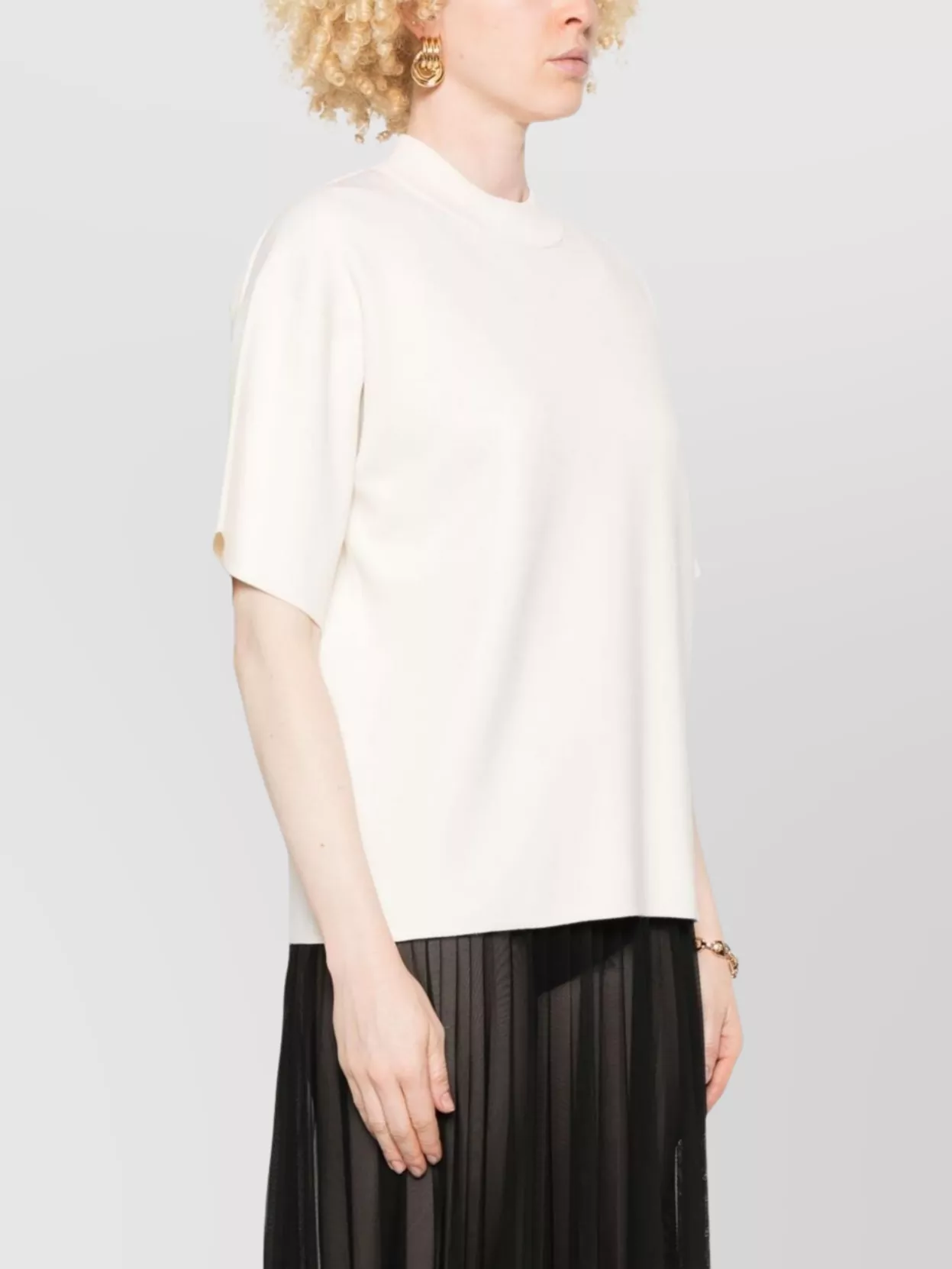 Max Mara Mock-neck T-shirt In Neutral