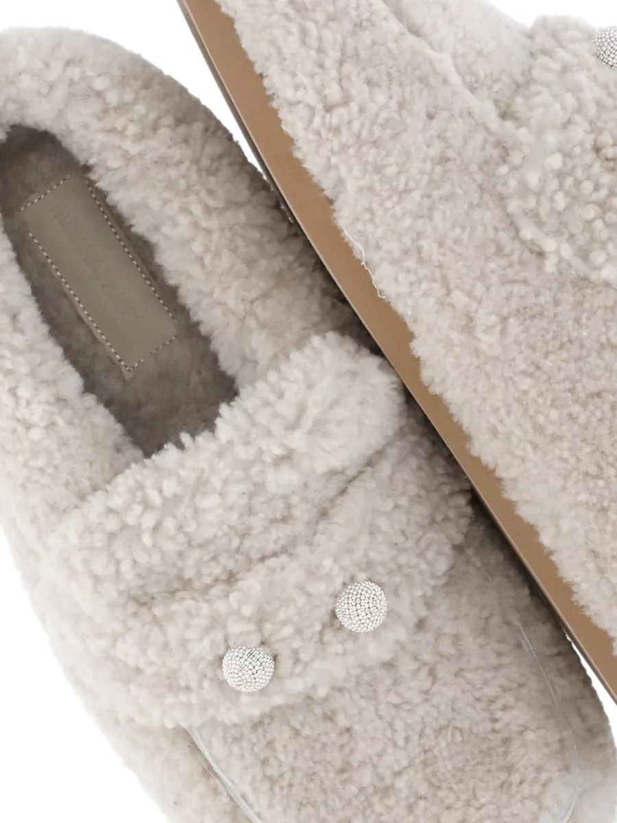 Fabiana Filippi Shearling Loafers Metal Detail Round Toe